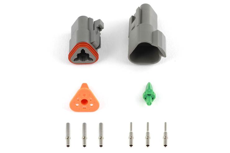 Plug and Pins Only - Matching Set of Deutsch DT-3 Connectors (DT06-3S + DT04-3P) - ( 13 Amp) – Réf. HT-031113