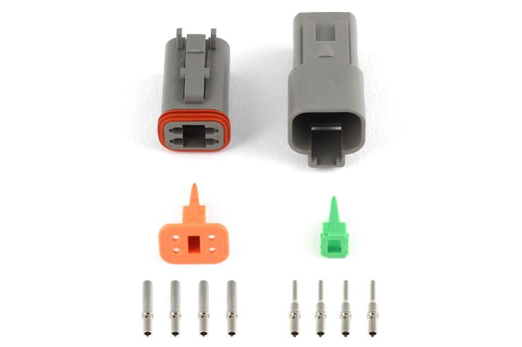 Plug and Pins Only - Matching Set of Deutsch DT-4 Connectors (DT06-4S + DT04-4P) - ( 13 Amp) – Réf. HT-031114