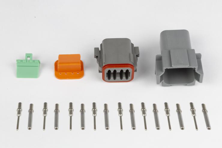 Plug and Pins Only - Matching Set of Deutsch DT-8 Connectors (DT06-8S + DT04-8P) - ( 13 Amp) – Réf. HT-031116