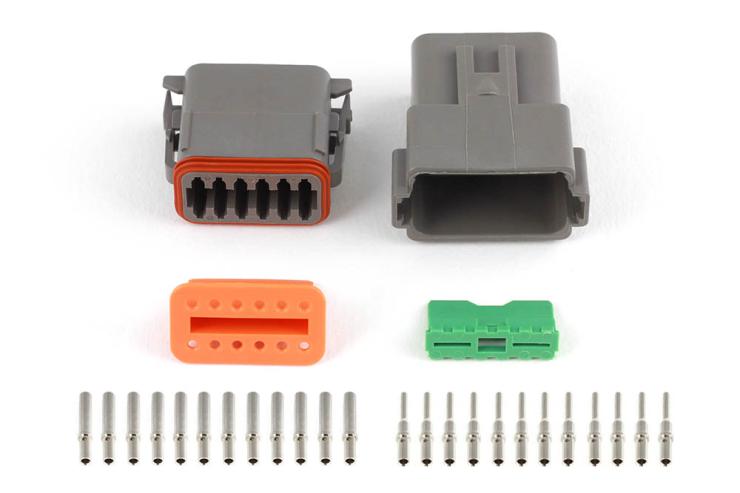 Plug and Pins Only - Matching Set of Deutsch DT-12 Connectors (DT06-12S + DT04-12P) - ( 13 Amp) – Réf. HT-031117