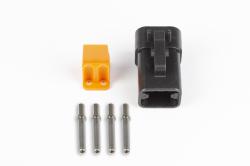Plug and pins only - Male Deutsch DTP-06-4S - Black connector (25Amp) – Réf. HT-031201